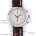 ZF Factory IWC Portofino Day Date Chronograph Brown Leather Strap 42mm Asia 7750 Automatic Watch IW391002 